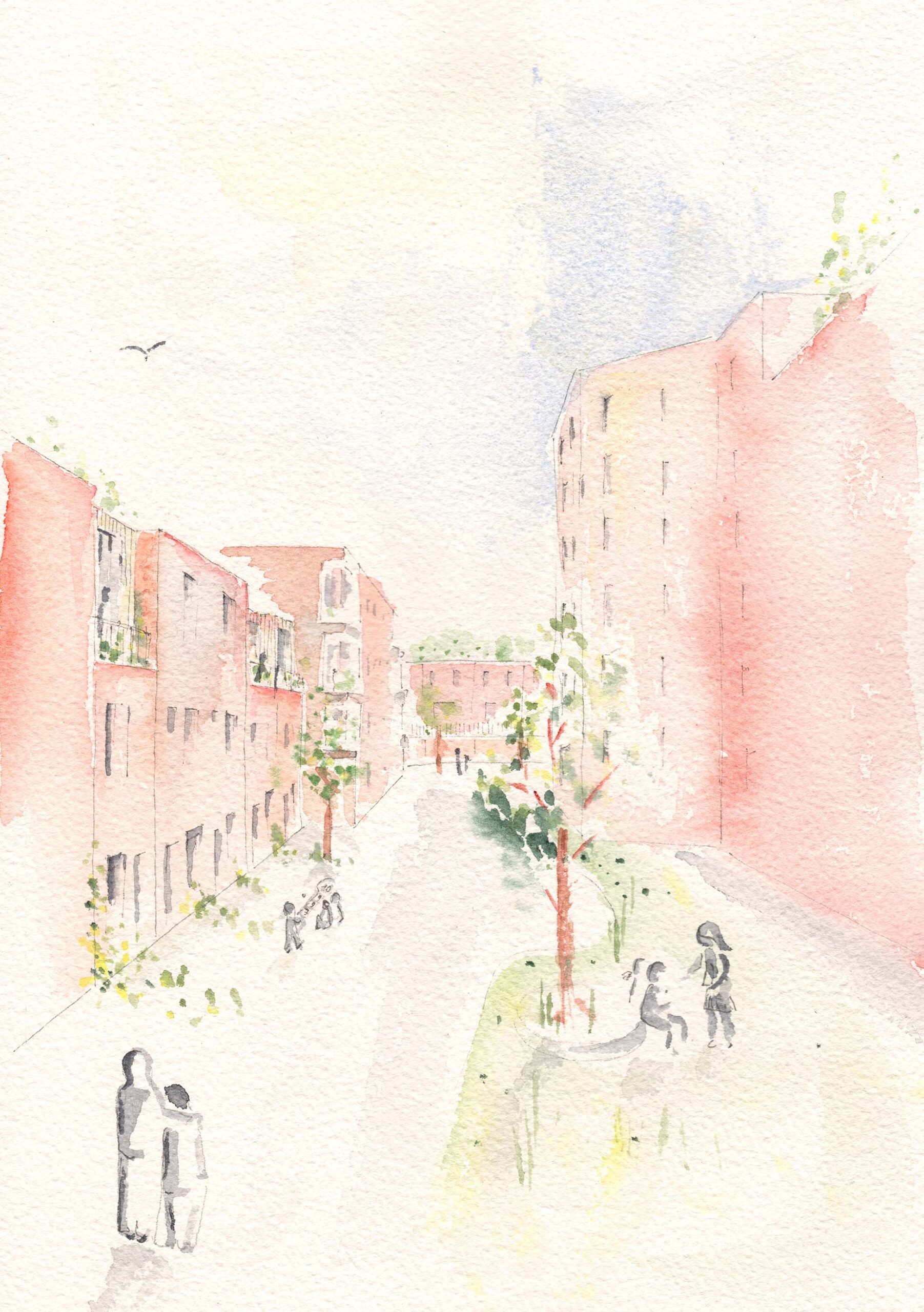aquarelle aquarelle straatbeeld